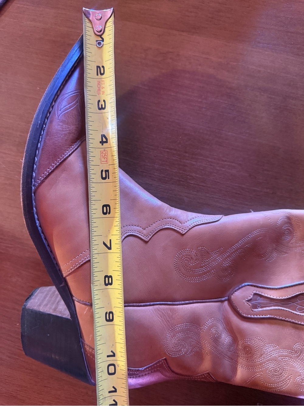 Vintage Stetson Casey Tan Leather Cowboy Boots Womens 9B Made In Brazil Western - Picture 10 of 11